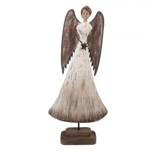 Dřevěná dekorace anděl s hvězdičkou Angel Rustic Brocante - 19*6*42 cm 6H2424 obraz
