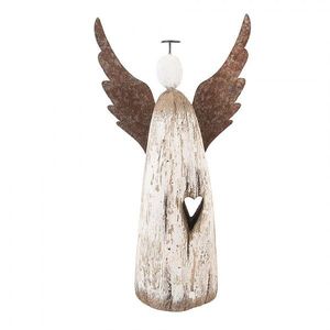 Dekorace dřevěná figurka anděl se srdíčkem Angel Rustic L - 14*5*26 cm 6H2420L obraz