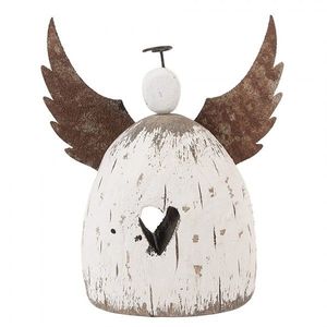 Dekorace dřevěná figurka anděl se srdíčkem Angel Rustic L - 19*6*21 cm 6H2419L obraz