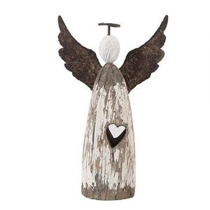 Dekorace dřevěná figurka anděl se srdíčkem Angel Rustic S - 7*3*12 cm 6H2420S obraz