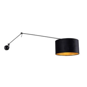 Nástěnná lampa černá sčerným sametovým stínítkem 35 cm nastavitelná - Blitz obraz