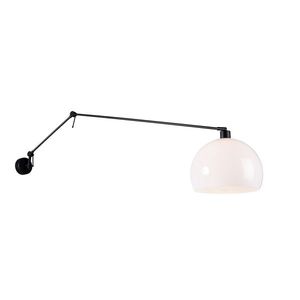Nástěnná lampa černá sstínítkem bílým 30cm nastavitelná - Blitz obraz