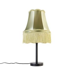 Klasická stolní lampa černá sbabičkovským stínítkem zelená 30 cm - Simplo obraz