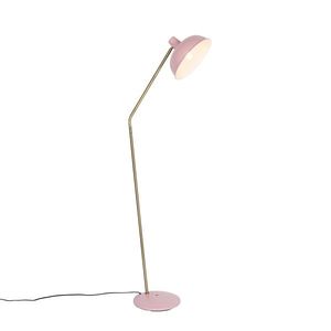 Retro stojací lampa růžová s bronzem - Milou obraz