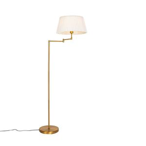 Stojací lampa bronzová s bílým plisovaným stínítkem a nastavitelným ramenem - Ladas Deluxe obraz
