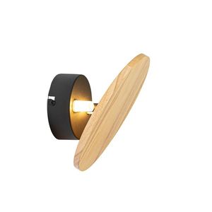 Rustikální nástěnná lampa kulatá dřevěná - Pulley obraz