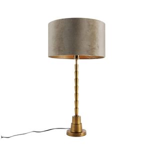 Stolní lampa bronzová se sametovým stínidlem zelená 35cm - Pisos obraz