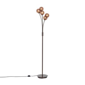 Designová stojací lampa bronzová s bronzovým sklem 5-světel - Atény obraz