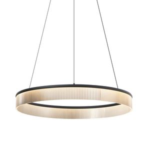 Moderní závěsné svítidlo černé 78 cm vč. LED s 3-stupňovým stmíváním - Anello Chandelier obraz