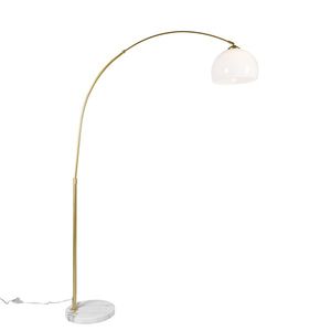 Moderní oblouková lampa mosazná s bílým stínítkem - Arc Basic obraz