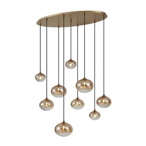 Závěsné svítidlo Art Deco zlaté s jantarovým sklem 9-světel - Jia obraz