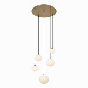 Závěsné svítidlo Art Deco zlaté s opálovým sklem 5-světelné - Yani obraz