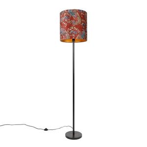 Stojací lampa s černým stínítkem s motivem páva červená 40 cm - Simplo obraz