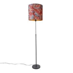 Stojací lampa s černým stínítkem s motivem páva červené 40 cm - Parte obraz