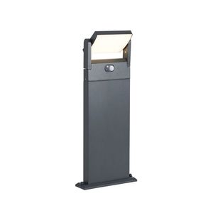 Venkovní sloupkové svítidlo tmavě šedé s pohybovým senzorem 60 cm IP54 solární - Judge obraz