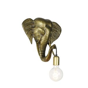 Vintage nástěnná lampa zlatá - Animal Elephant obraz
