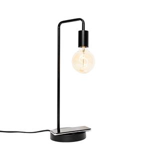 Moderní stolní lampa černá s bezdrátovým nabíjením - Facil obraz