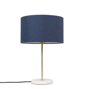 Stolní lampa mosazná s modrým stínítkem 35 cm - Kaso obraz