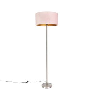 Stojací lampa ocelová s růžovým stínítkem 50 cm - Simplo obraz