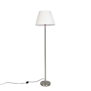 Moderní stojací lampa ocel s bílým plisovaným stínítkem 45 cm - Simplo obraz