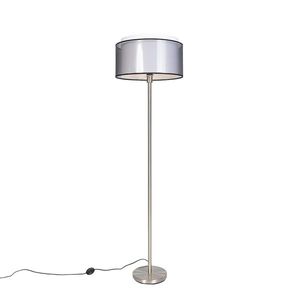 Designová stojací lampa ocelová sčernobílým stínítkem 47 cm - Simplo obraz