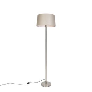 Moderní stojací lampa ocelová stmavě béžovým stínítkem 45 cm - Simplo obraz