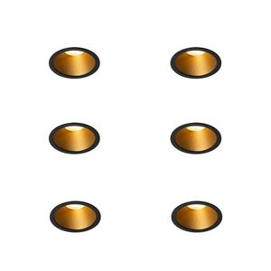 Set van 6 moderne inbouwspots zwart met goud GU10 35mm IP44 - Dept obraz