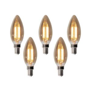 Set van 5 E14 dimbare LED lampen B35 smoke 4W 300 lm 2200K obraz