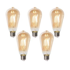Sada 5 ks E27 dimbare LED lamp ST64 goud 5W 450 lm 2700K obraz