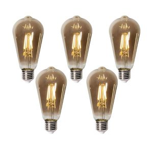Sada 5 ks E27 dimbare LED lamp ST64 smoke glas 5W 450 lm 2700K obraz