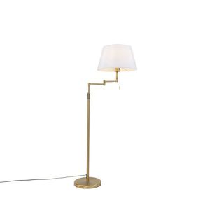 Stojací lampa bronzová s bílým kloboukem a nastavitelným ramenem - Ladas Deluxe obraz