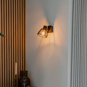 Průmyslová nástěnná lampa černá - Fotu obraz