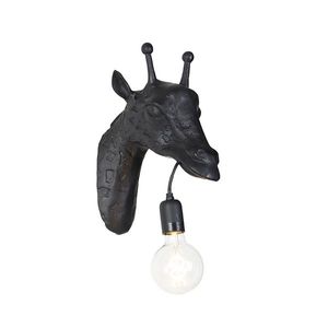 Vintage nástěnná lampa černá - Zvíře Žirafa obraz