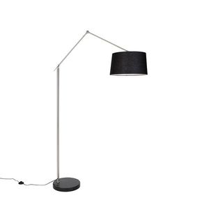 Moderní stojací lampa ocel sstínítkem zčerného lnu 45 cm - Editor obraz
