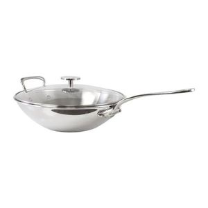 Mauviel Nerezová pánev Wok se skleněnou poklicí M´Cook, 32 cm / 5 l 523632 obraz