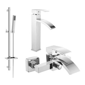 MEXEN/S Libra DQ77 Set umyvadlové a vanové baterie s příslušenstvím, chrom 745113DQ77-00 obraz