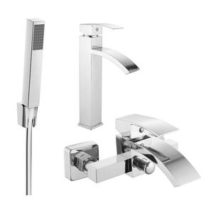 MEXEN/S Libra R77 Set umyvadlové a vanové baterie s příslušenstvím, chrom 745113R77-00 obraz