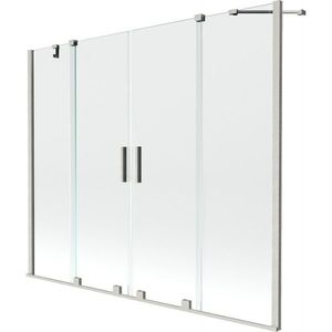 MEXEN/S Velar Duo dvoukřídlá posuvná vanová zástěna 170 x 150 cm, transparent, nikl kartáčovaný 896-170-000-02-97 obraz