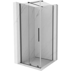 MEXEN/S Velar sprchový kout 90 x 90, transparent, grafit kartáčovaná 871-090-090-01-66 obraz