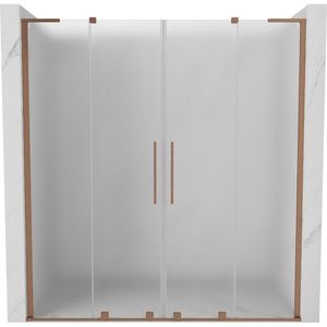 MEXEN/S Velar L Duo posuvné sprchové dveře 200 cm, dekor, měď kartáčovaná 871-200-003-32-65 obraz