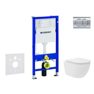 GEBERIT Duofix Set předstěnové instalace, kompaktního klozetu Oudee Vortex a sedátka softclose, tlačítko Delta01, lesklý chrom SANI11CA1144 obraz