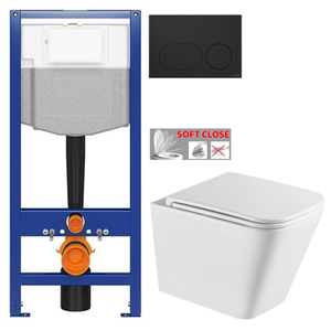 CERSANIT předstěnový instalační systém s černým tlačítkem K97-0637 + WC INVENA FLORINA WITH SOFT, včetně soft/close sedátka K97-526 0637 FL1 obraz