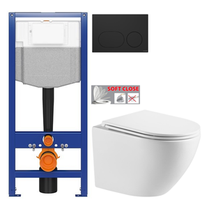 CERSANIT předstěnový instalační systém s černým tlačítkem K97-0637 + WC INVENA LIMNOS WITH SOFT, včetně soft/close sedátka K97-526 0637 LI1 obraz