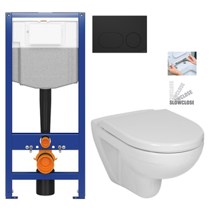 CERSANIT předstěnový instalační systém s černým tlačítkem K97-0637 + WC JIKA LYRA PLUS + SEDÁTKO DURAPLAST SLOWCLOSE K97-526 0637 LY5 obraz