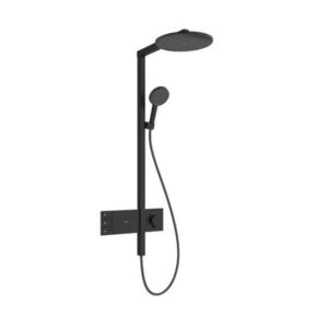 HANSGROHE Raindance Alive S Sprchový set s termostatem, průměr 30 cm, 3 proudy, matná černá 24595670 obraz