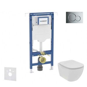 GEBERIT Duofix Set předstěnové instalace, klozetu a sedátka Ideal Standard Tesi, tlačítka Sigma01, Rimless, SoftClose, lesklý chrom SANI11CD1102 obraz