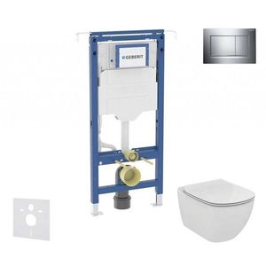 GEBERIT Duofix Set předstěnové instalace, klozetu a sedátka Ideal Standard Tesi, tlačítka Sigma30, Aquablade, SoftClose, lesklý chrom/chrom mat SANI11CD1111 obraz