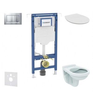 GEBERIT Duofix Set předstěnové instalace, klozet Alpha se sedátkem, tlačítko Sigma30, chrom mat/chrom SANI11CD2101 obraz