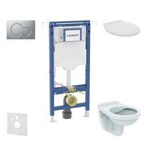 GEBERIT Duofix Set předstěnové instalace, klozet Alpha se sedátkem, tlačítko Sigma01, matný chrom SANI11CD2103 obraz