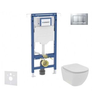 GEBERIT Duofix Set předstěnové instalace, klozetu a sedátka Ideal Standard Tesi, tlačítka Sigma30, Rimless, SoftClose, matný chrom/chrom SANI11CD2107 obraz